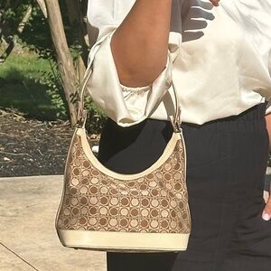 Salvatore Ferragamo hand bag cream leather monogram